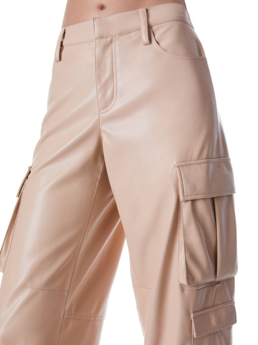 Alice + Olivia Luis Vegan Leather Cargo Pants - Picture 4 of 14